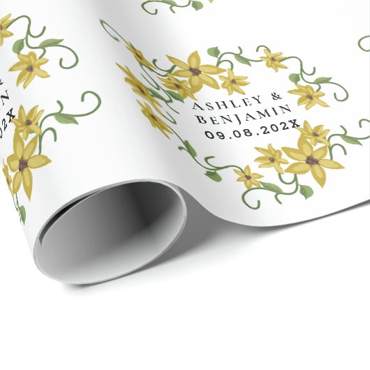 Sunflower Yellow Floral Botanical Hand drawn Oil  ラッピングペーパー (ロールコーナー)