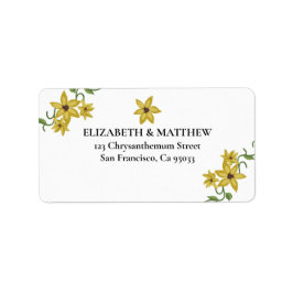 Sunflower Yellow Floral Botanical Hand drawn Oil ラベル