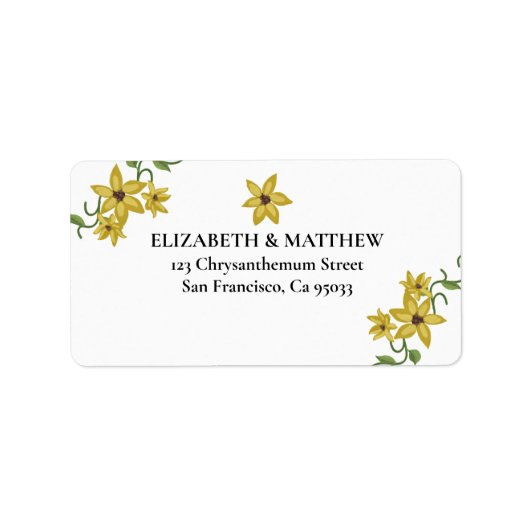 Sunflower Yellow Floral Botanical Hand drawn Oil ラベル (正面)