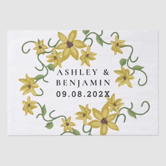 Sunflower Yellow Floral Botanical Hand drawn Oil  薄葉紙 (正面)