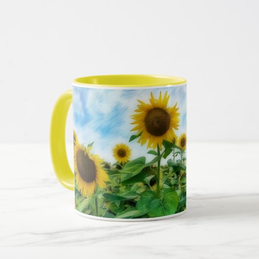 Sunflower Yellow Flower Art Coffee Mug Cup マグカップ (正面左)