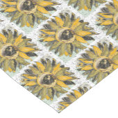 Sunflower Yellow Green Black Watercolor Style Art ショートテーブルランナー (コーナー)