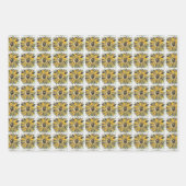 Sunflower Yellow Green Black Watercolor Style Art ラッピングペーパーシート (正面3)