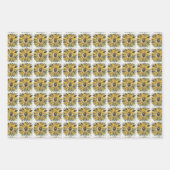 Sunflower Yellow Green Black Watercolor Style Art ラッピングペーパーシート (正面)