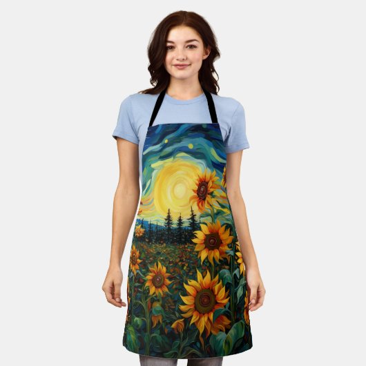 Sunflowers エプロン (着用した状態)