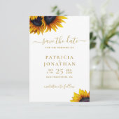 Sunflowers モダン PHOTO日付を保存結婚する セーブザデート (スタンド正面)