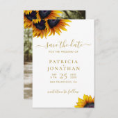 Sunflowers モダン PHOTO日付を保存結婚する セーブザデート (正面/裏面)