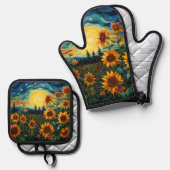 Sunflowers 鍋つかみ&鍋敷きセット (正面/裏面)