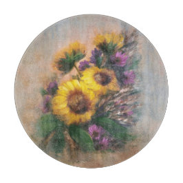 Sunflowers 12" Round カッティングボード