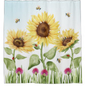 Sunflowers and Bees シャワーカーテン (正面)