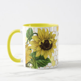 SUNFLOWERS AND BEES マグカップ