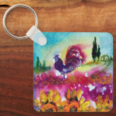 SUNFLOWERS AND BLACK ROOSTER キーホルダー (正面)