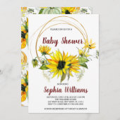 SunFlowers and Boho Baby Shower 招待状 (正面/裏面)