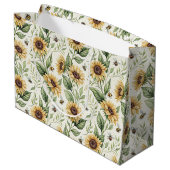 Sunflowers and Bumble Bees Floral Gift Bag ラージペーパーバッグ (裏面アングル)