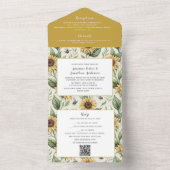 Sunflowers and Bumble Bees Wedding オールインワン招待状 (内側)