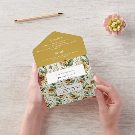 Sunflowers and Bumble Bees Wedding オールインワン招待状 (ビデオ)