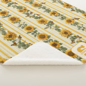 Sunflowers and Butterflies on Yellow Stripes シェルパブランケット (3/4)