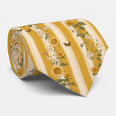 Sunflowers and Butterflies on Yellow Stripes (2) ネクタイ (ロール)