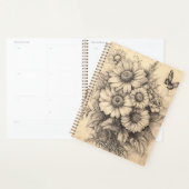 Sunflowers and Butterfly - Rustic Aged Paper プランナー手帳 (ディスプレー)