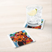 Sunflowers and chihuahua  スクエアペーパーコースター (インサイチュ)