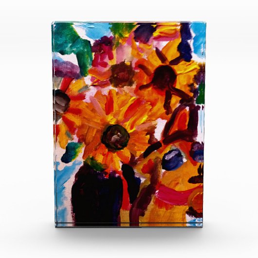 Sunflowers and chihuahua  フォトブロック (正面)