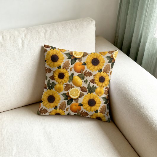 Sunflowers and Citrus Autumn Home Decor クッション
