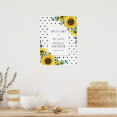 Sunflowers and Eucalyptus Baby Shower Welcome Sign ポスター (キッチン)