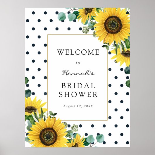 Sunflowers and Eucalyptus Baby Shower Welcome Sign ポスター (正面)