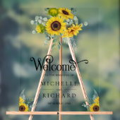 Sunflowers and Eucalyptus Wedding Welcome アクリルサイン (ニュートラル)