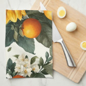 Sunflowers and Oranges Autumn Design キッチンタオル (四つ折り)