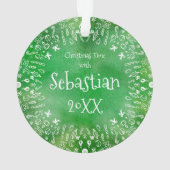 Sunflowers and  Rabbit on Green Christmas Ornament オーナメント (裏面)