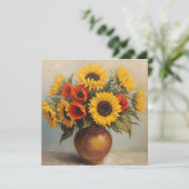 Sunflowers and Red Poppy Flowers Still Life  カード (スタンド正面)