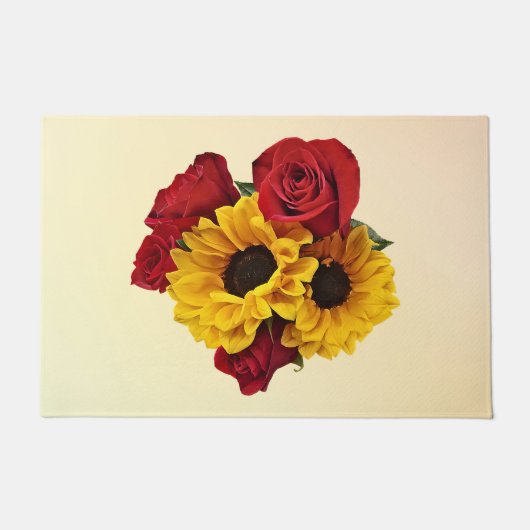 Sunflowers and Roses Bouquet ドアマット (正面)