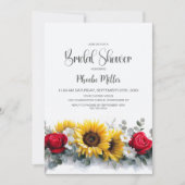 Sunflowers and Roses Bridal Shower 招待状 (正面)