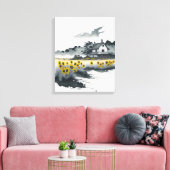 Sunflowers at Dusk, Golden Sunflowers キャンバスプリント (インサイチュ (リビング))