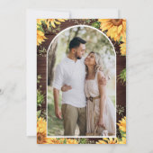 Sunflowers Barn Wood Mason Jar Photo Wedding セーブザデート (裏面)