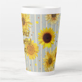 Sunflowers Beautiful Day Saying カフェラテマグ (正面)