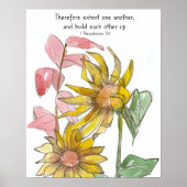 Sunflowers Bible Scripture 1 Thessalonians 5:11 ポスター (正面)