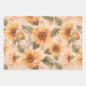 Sunflowers blue background ラッピングペーパーシート (正面)