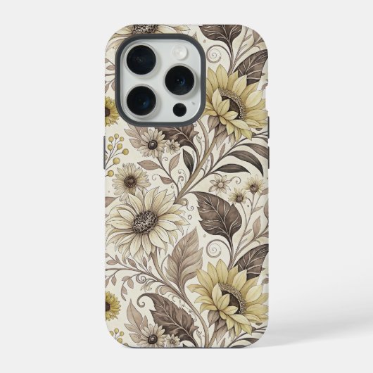 Sunflowers Boho Art Nouveau iPhoneケース (裏面)