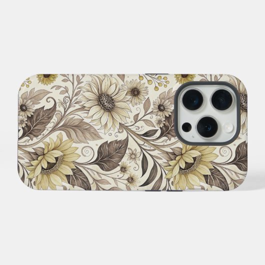Sunflowers Boho Art Nouveau iPhoneケース (裏面横)