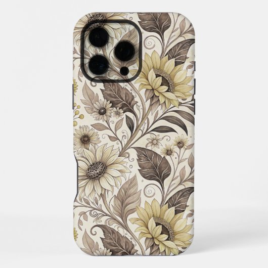 Sunflowers Boho Art Nouveau iPhoneケース (裏面)