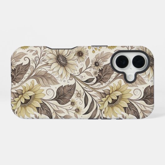 Sunflowers Boho Art Nouveau iPhone 16ケース (裏面横)