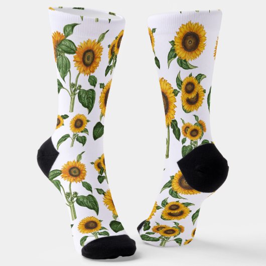 Sunflowers Botanical Greenery ソックス (傾斜あり)