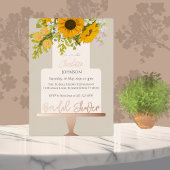 Sunflowers Bouquet Floral Cake Bridal Shower  箔招待状