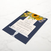 Sunflowers Bouquet Floral Cake Bridal Shower  箔招待状 (回転した状態)