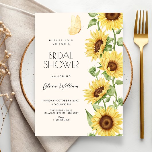 Sunflowers bridal shower 招待状