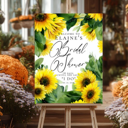 Sunflowers Bridal Shower Welcome ポスター