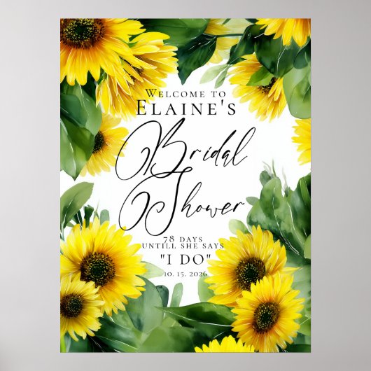 Sunflowers Bridal Shower Welcome ポスター (正面)