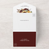  Sunflowers Burgundy Floral Wedding オールインワン招待状 (外側)